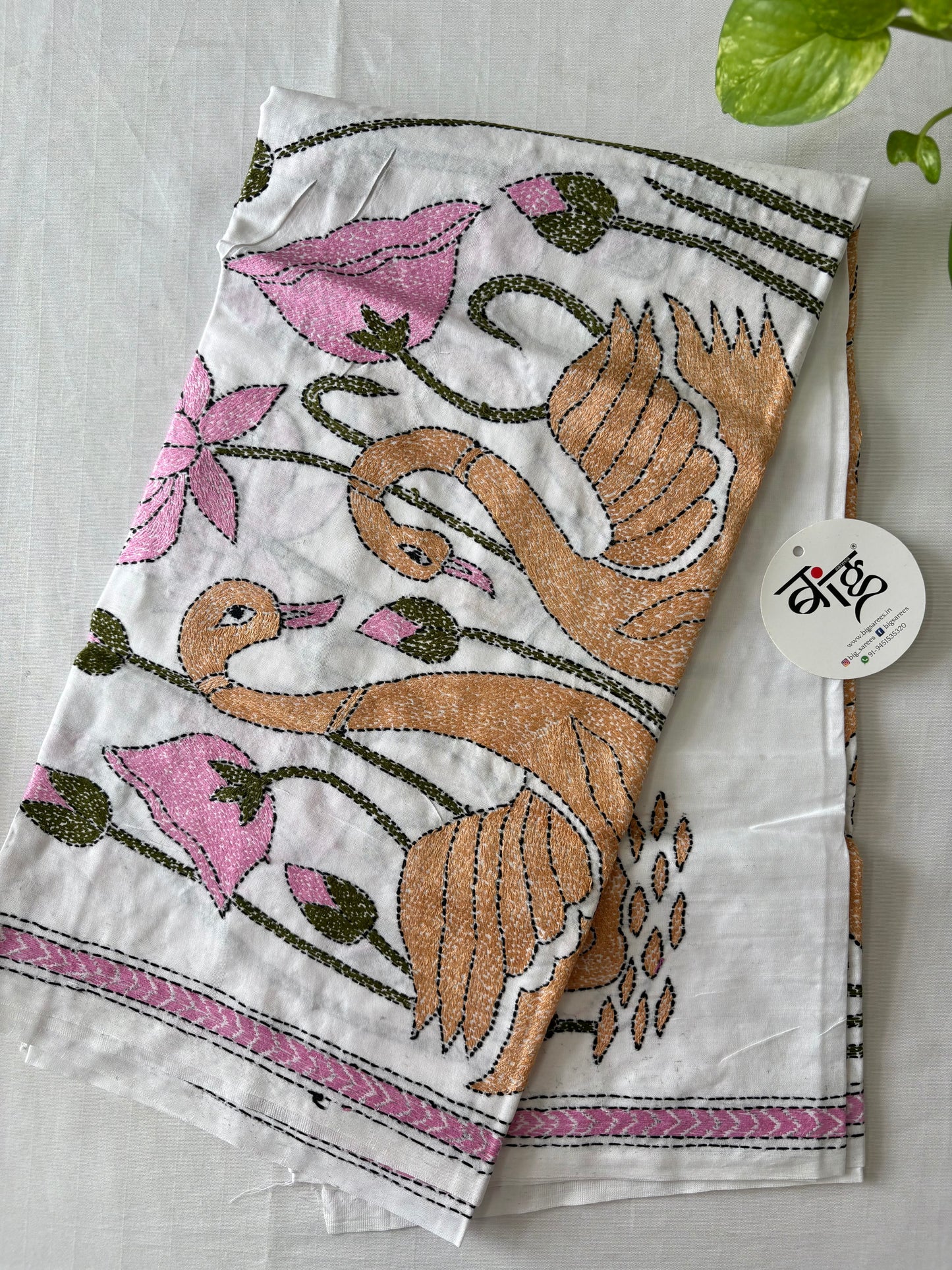 Kantha Hand Embroidary Full Work Pure Cotton Dupatta- “36”