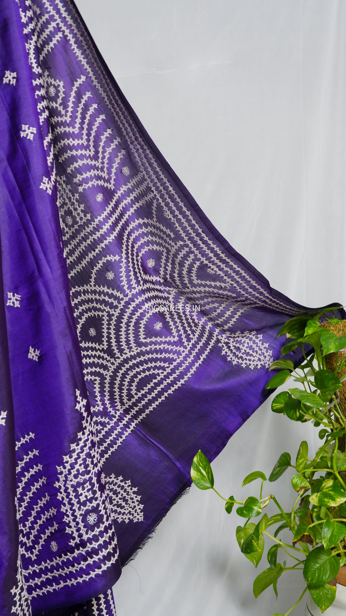 Kutch Hand Embroidered Pure Banglore Silk Saree