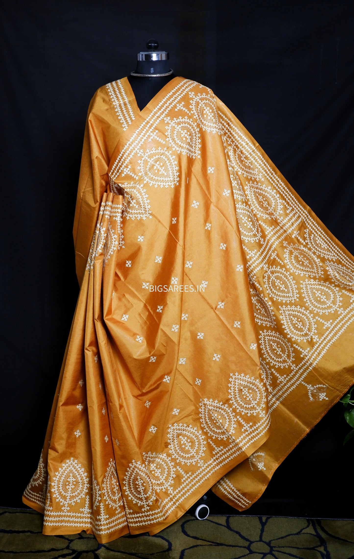 Kutch Hand Embroidered Pure Banglore Silk Saree