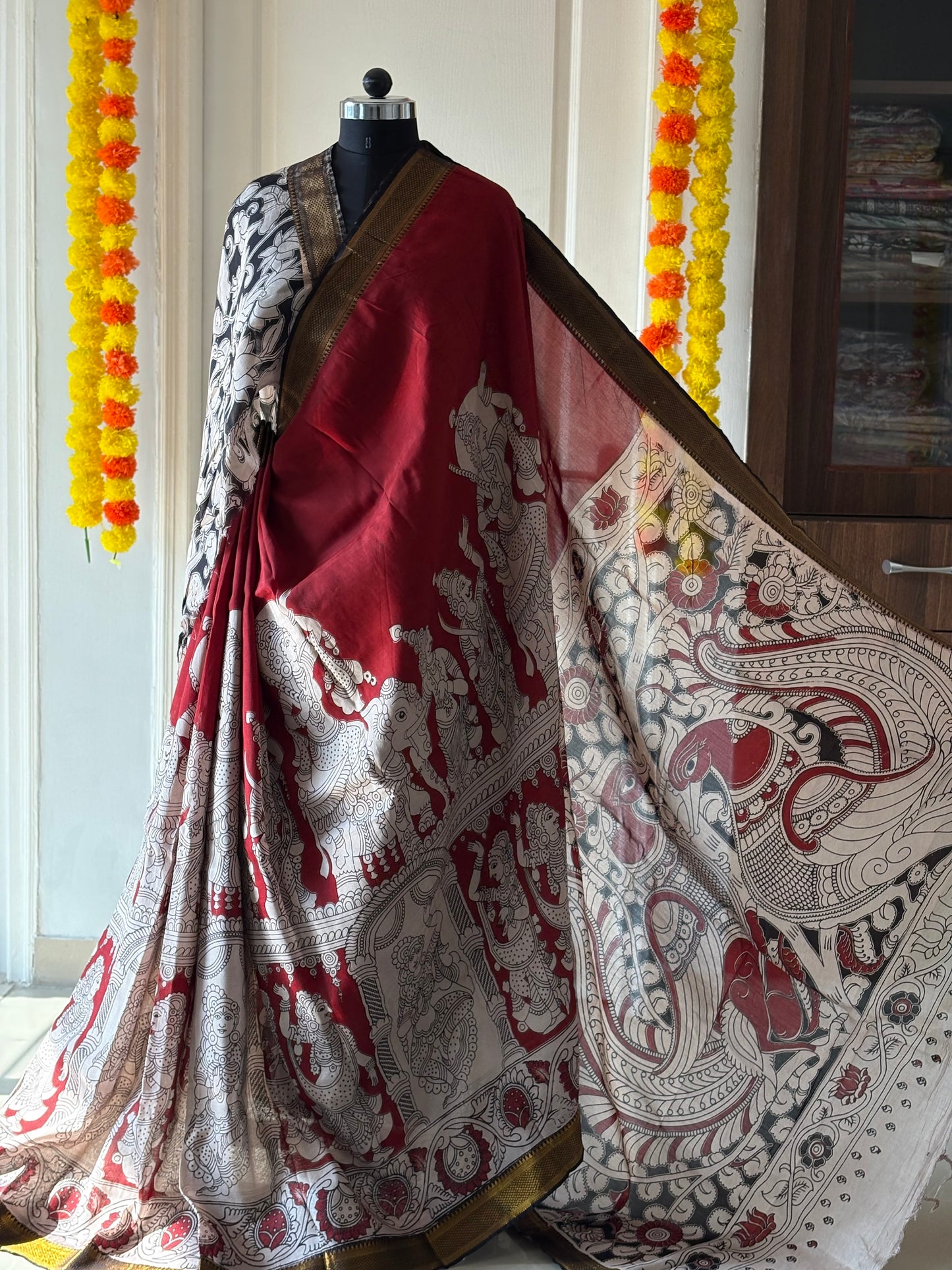 Printed Kalamkari Silk Saree with blouse