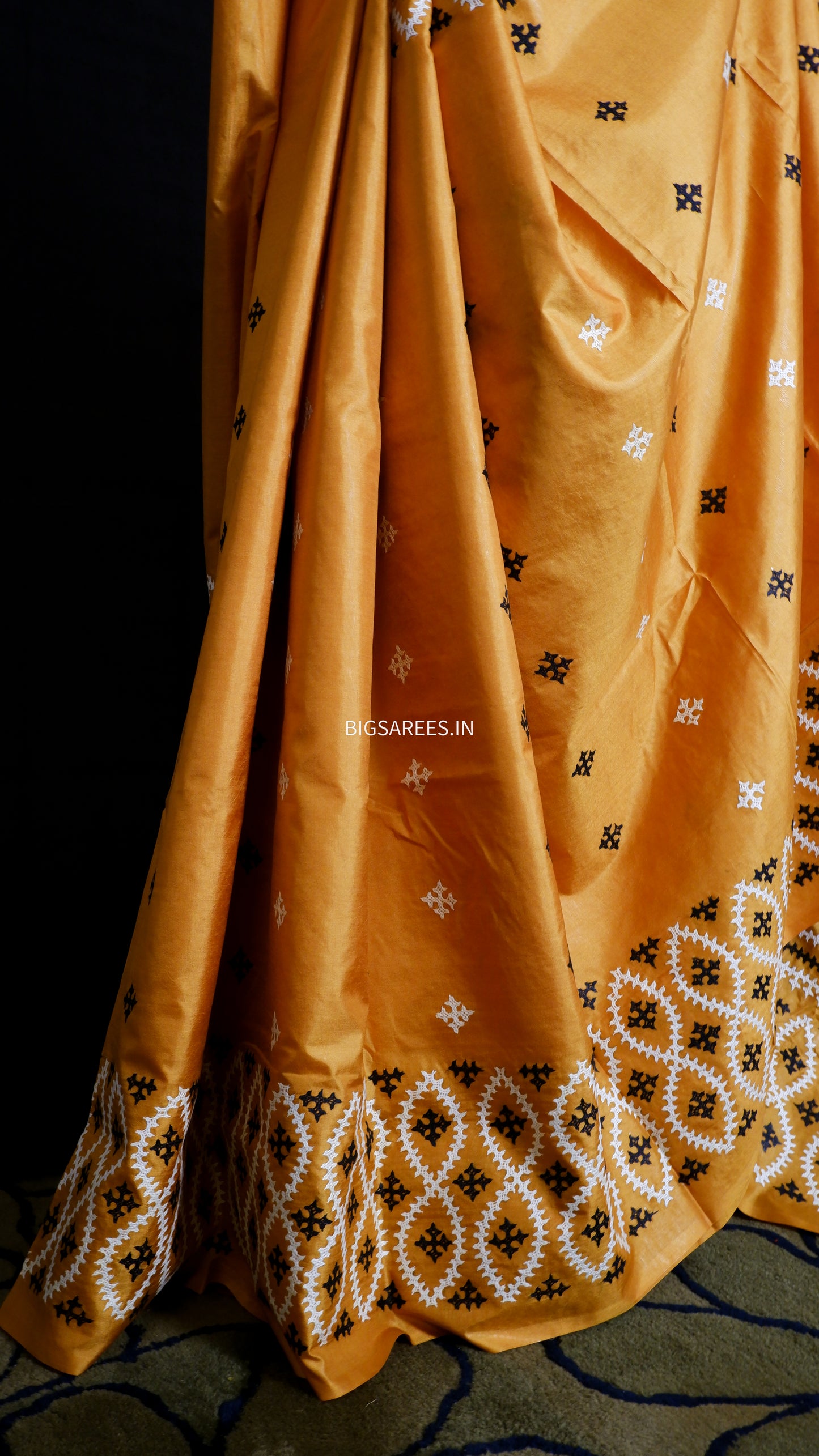 Kutch Hand Embroidered Pure Banglore Silk Saree