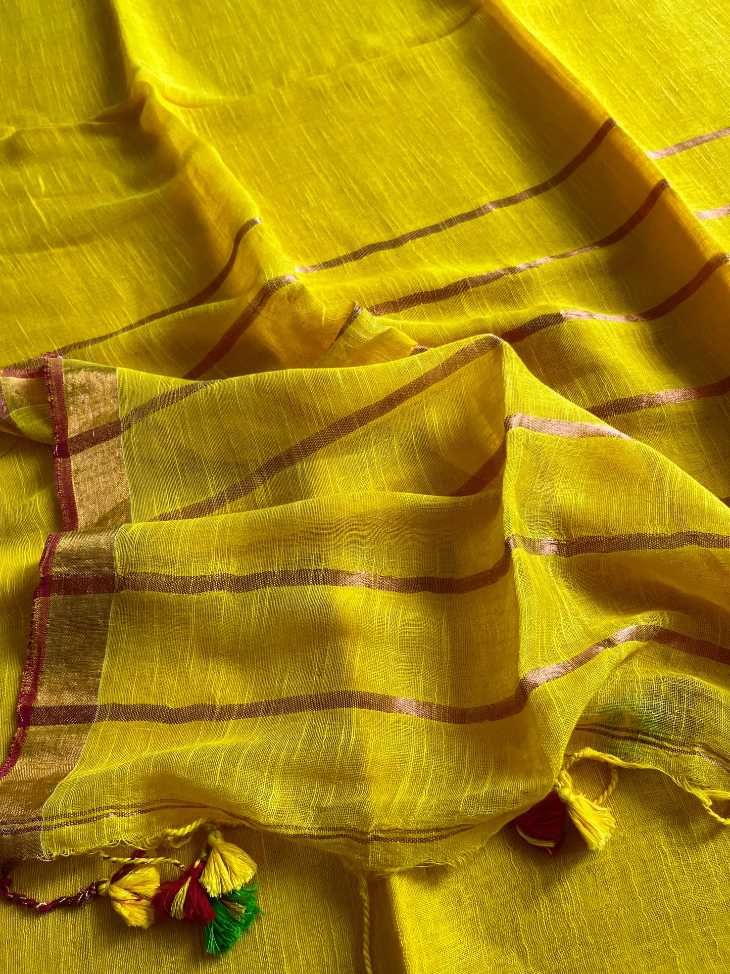 Yellow Linen By Linen Saree With Blouse