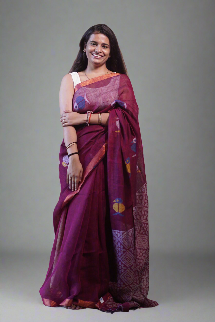 Linen By Linen Handloom Saree (Handloom Marked)