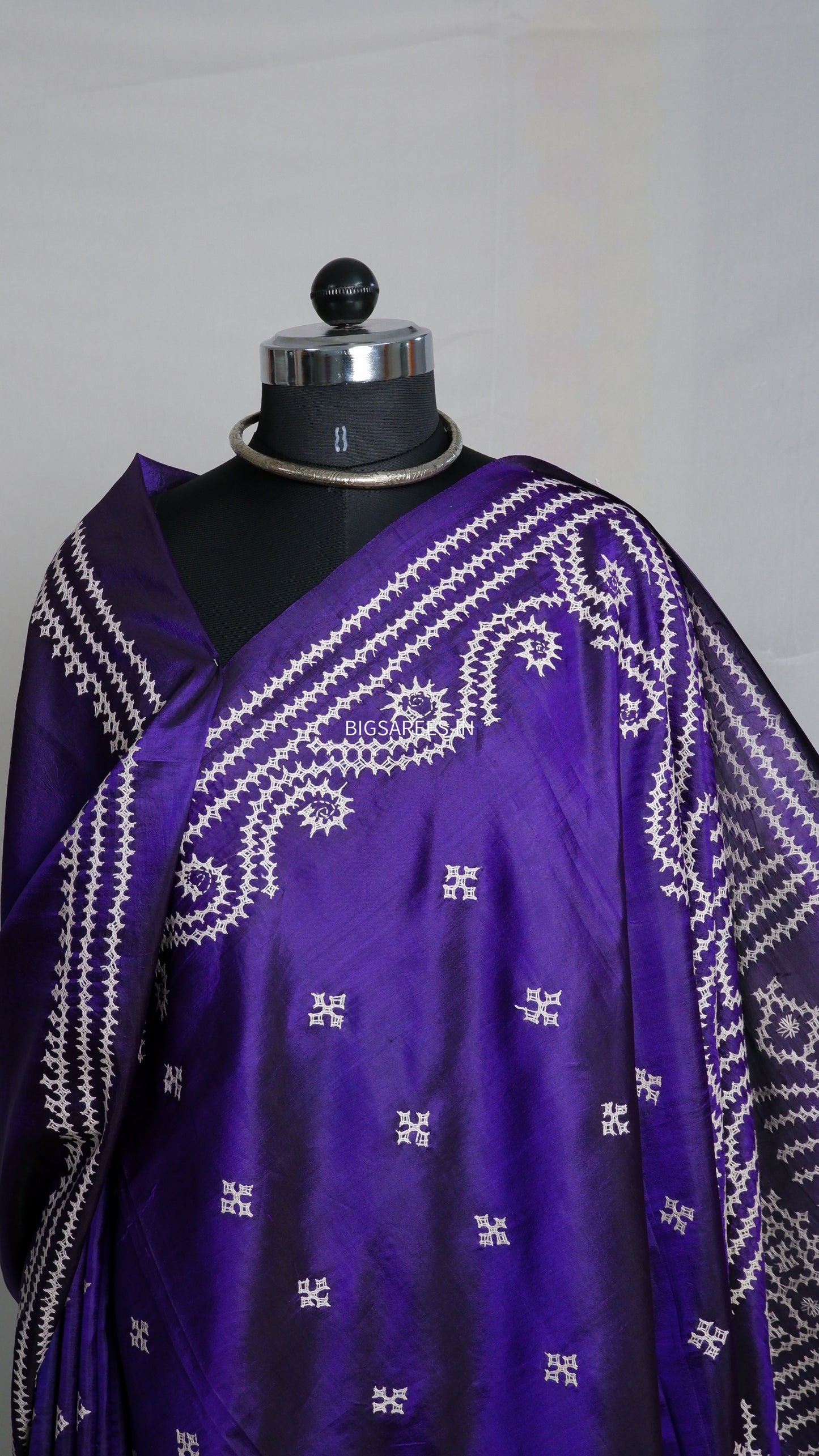 Kutch Hand Embroidered Pure Banglore Silk Saree