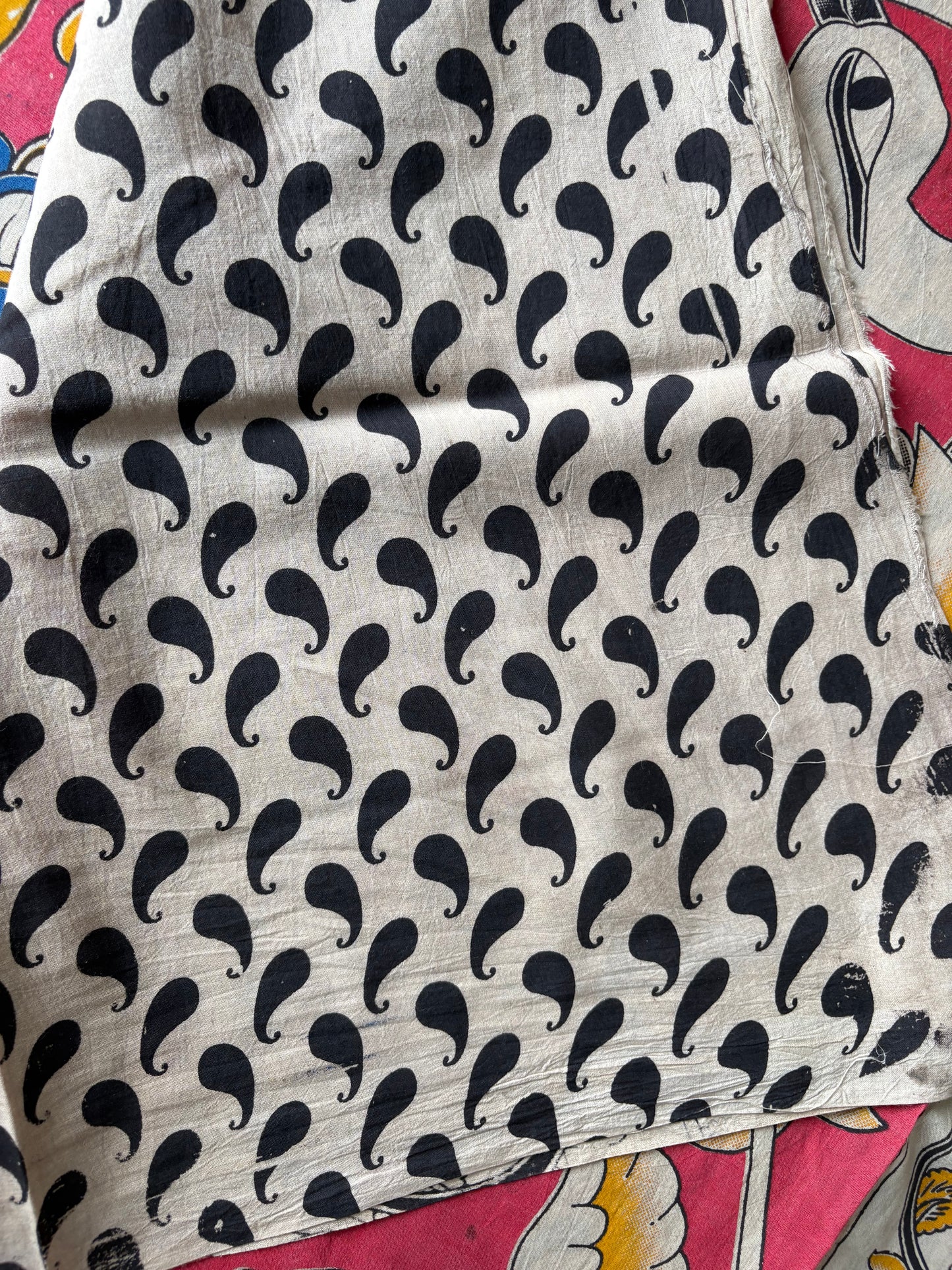 Kalamkari printed malmal cotton Saree with blouse