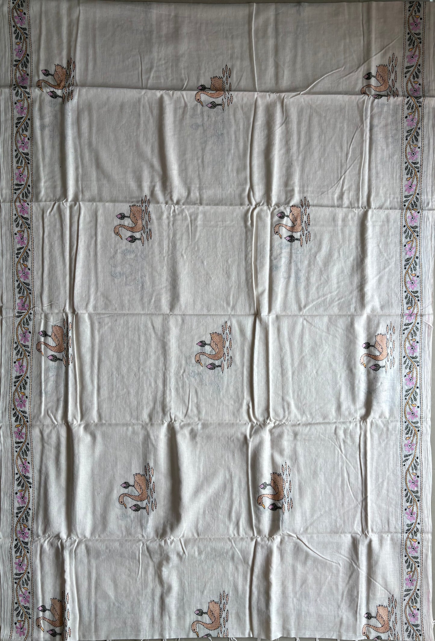 Kantha Hand Embroidered Pure Cotton Saree