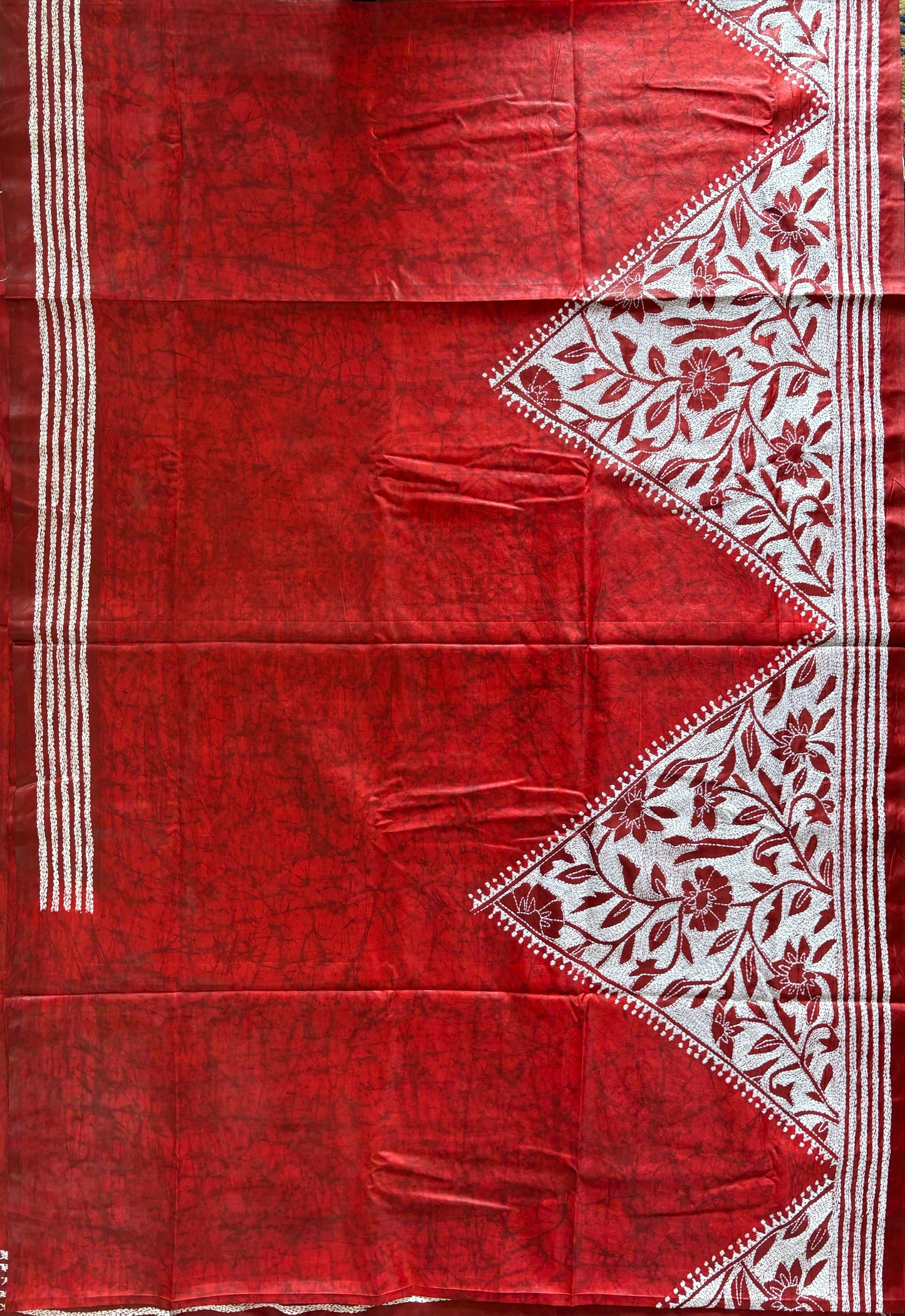 Kantha Stitch Hand Work Art Silk Saree With Blouse