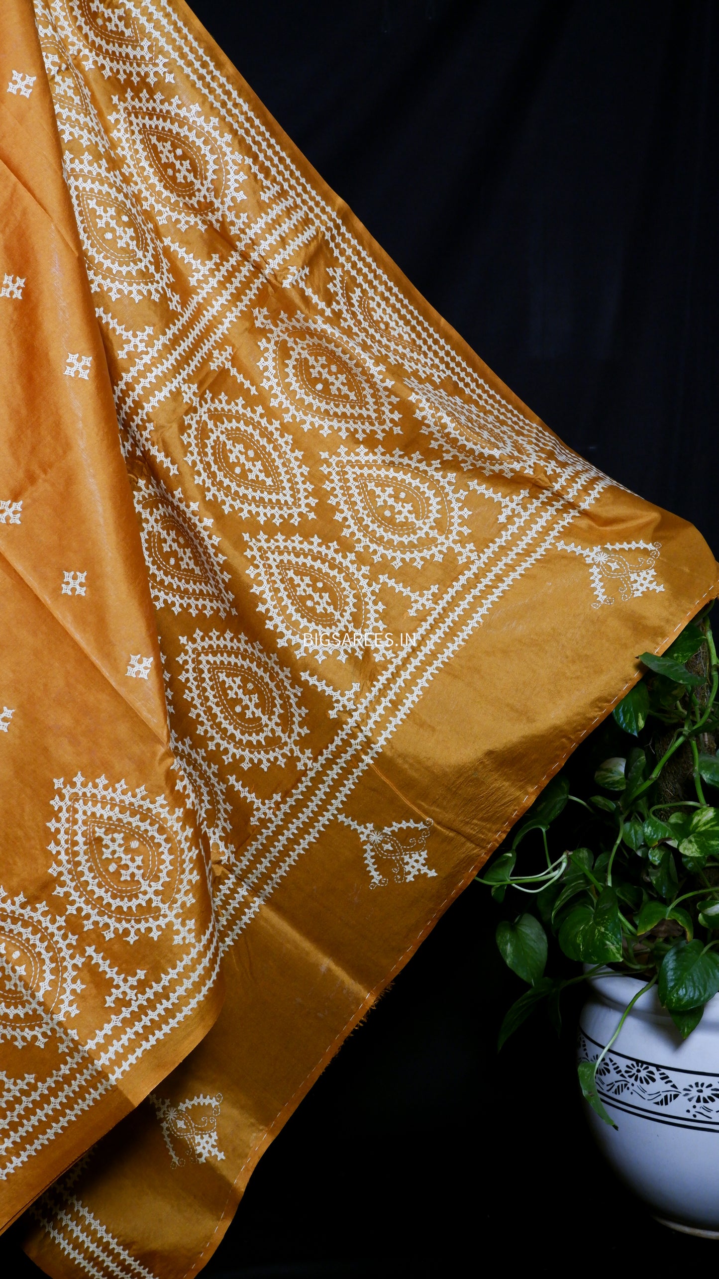 Kutch Hand Embroidered Pure Banglore Silk Saree