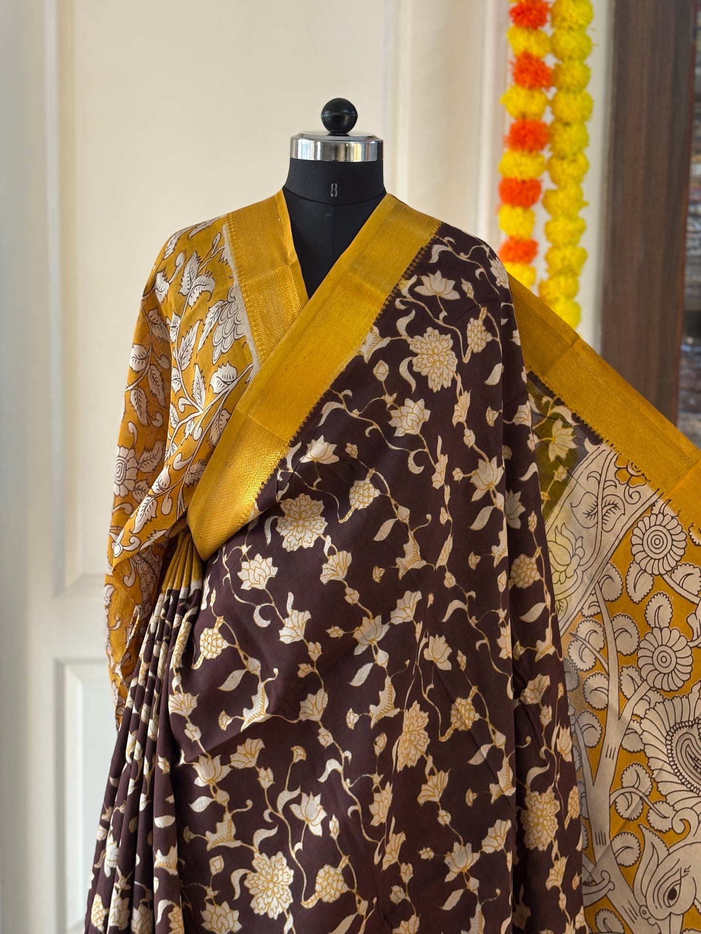 Printed Kalamkari Silk Saree with blouse