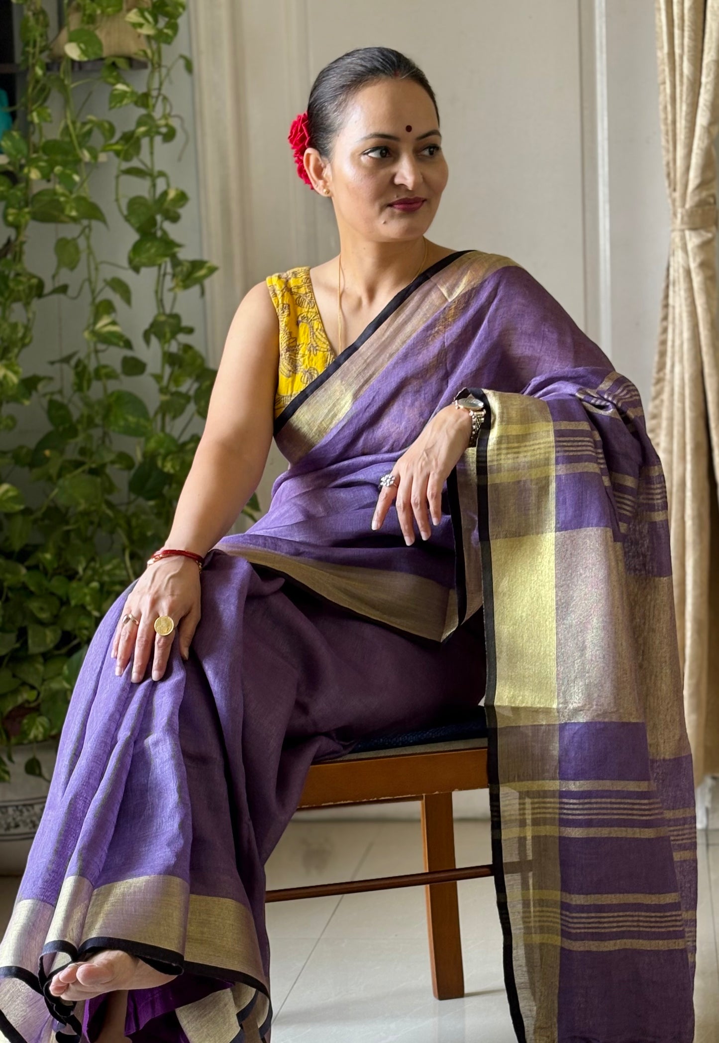 Pure Linen By Linen Saree With running Blouse