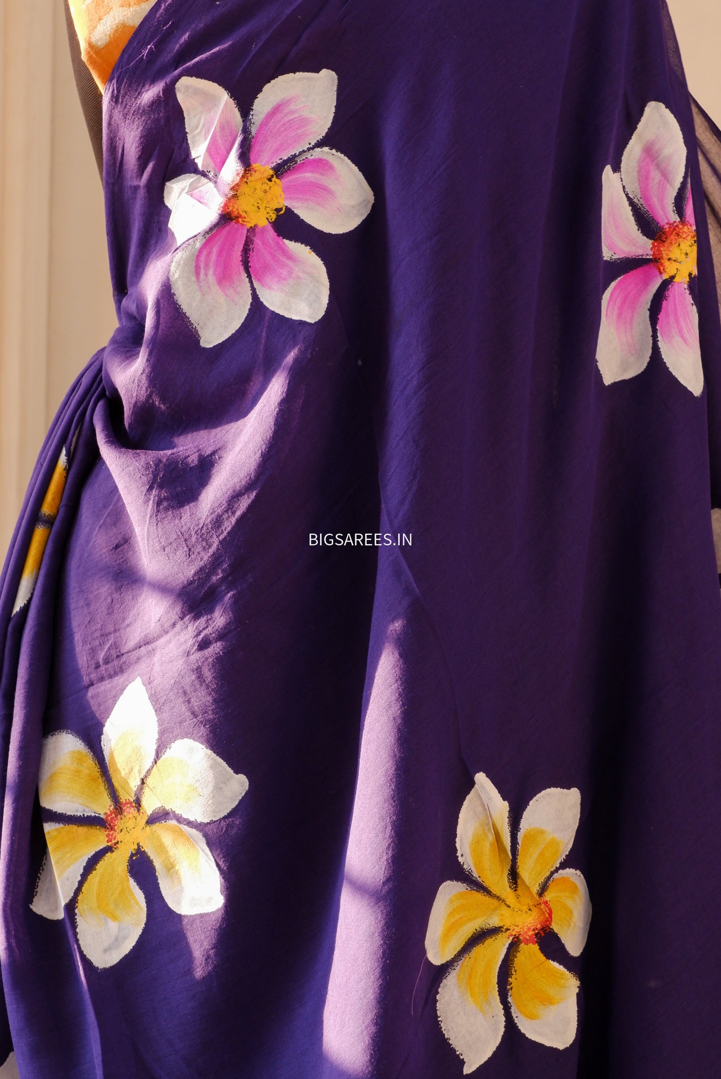 Hand Painted Mul Cotton Saree with Blouse | blue