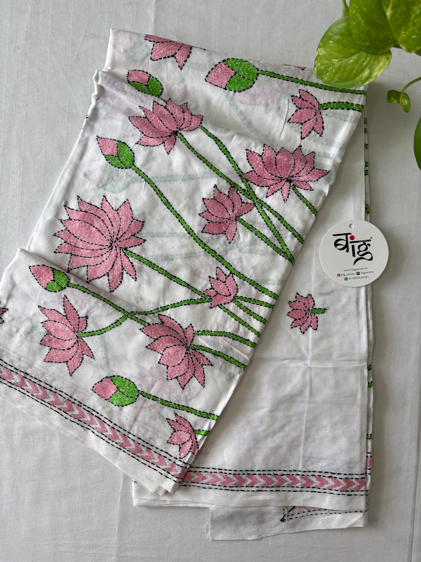 Kantha Hand Embroidary Full Work Pure Cotton Dupatta-“36”