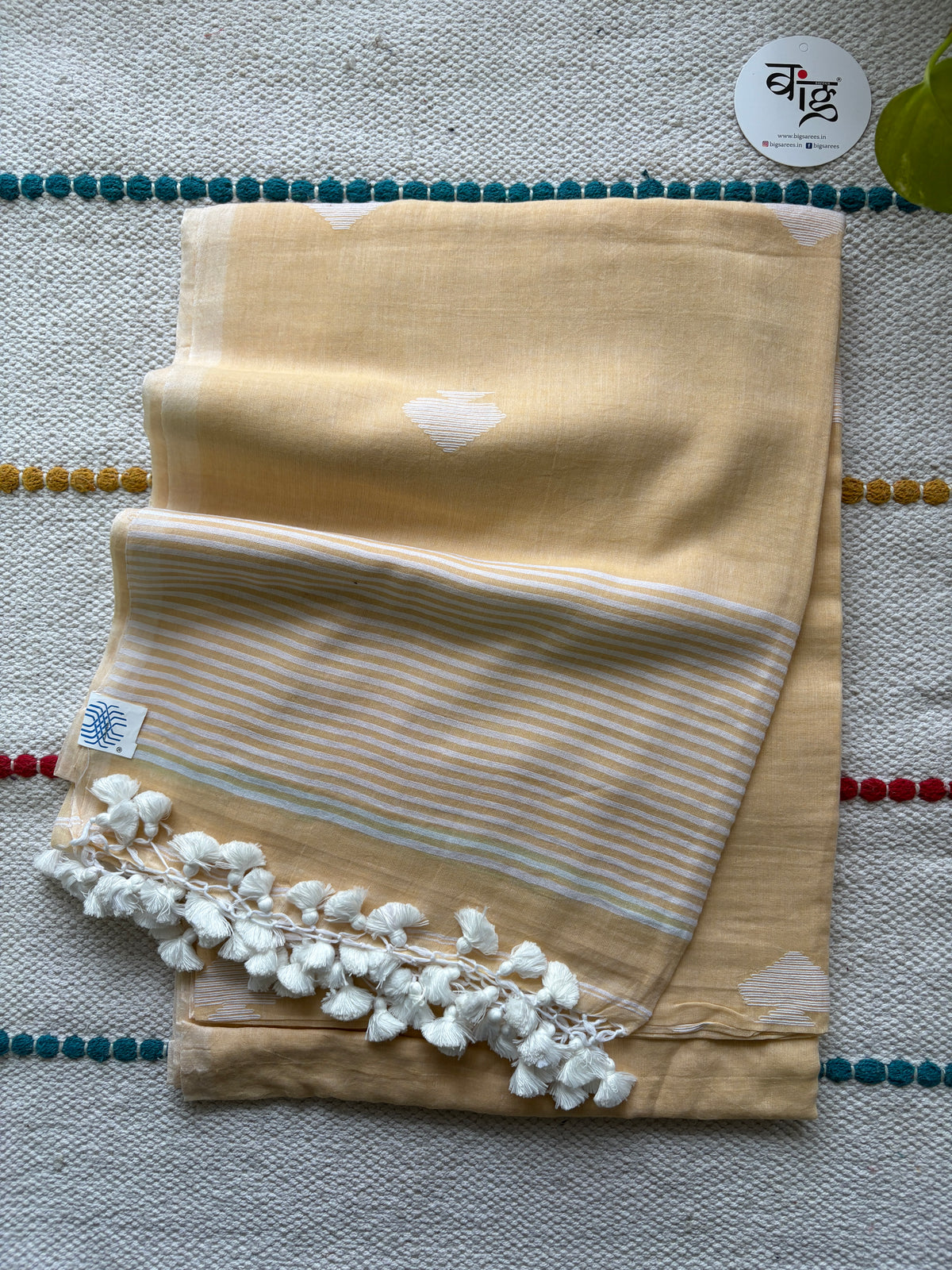 Handloom marked pure Mul Cotton Saree - Beige