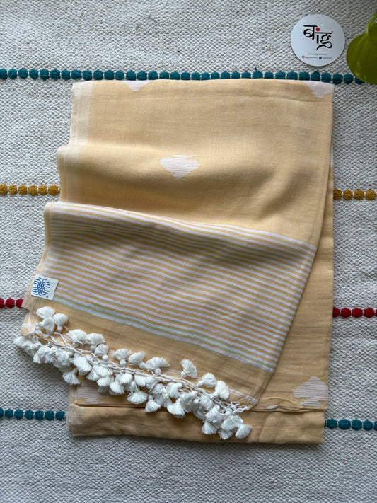 Handloom marked pure Mul Cotton Saree - Beige