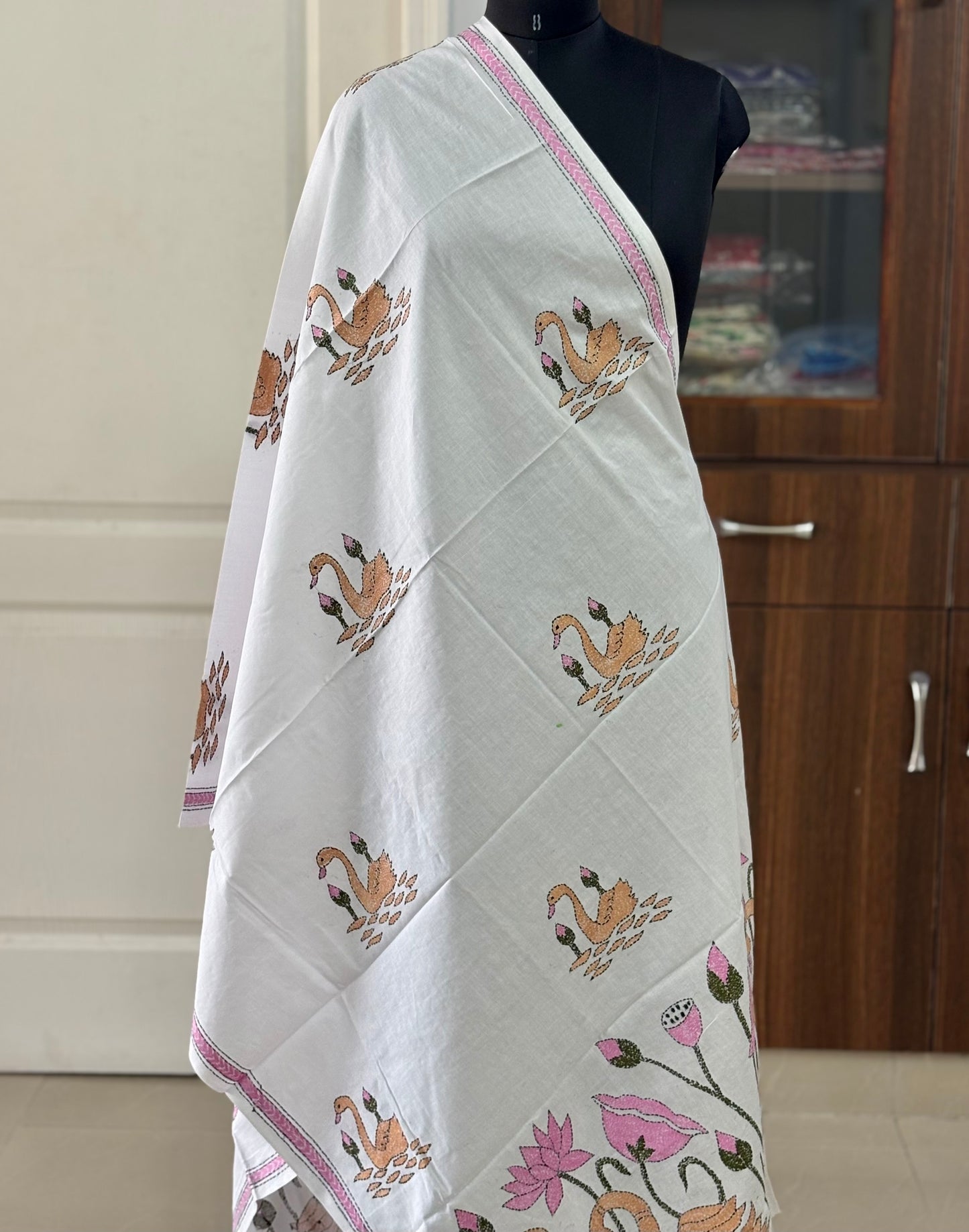 Kantha Hand Embroidary Full Work Pure Cotton Dupatta- “36”