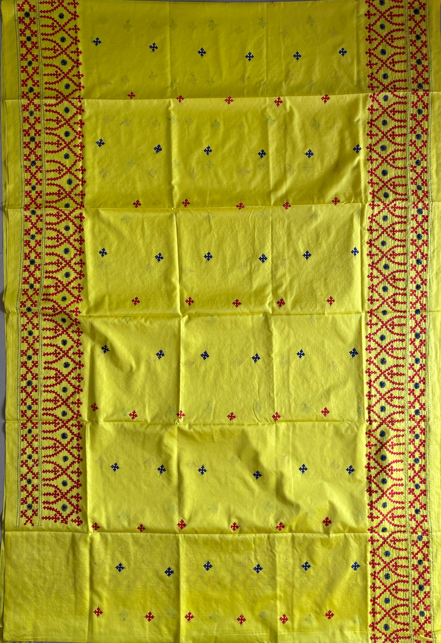 Gujrati Stitch/Kutch Hand Embroidered Art Silk Saree