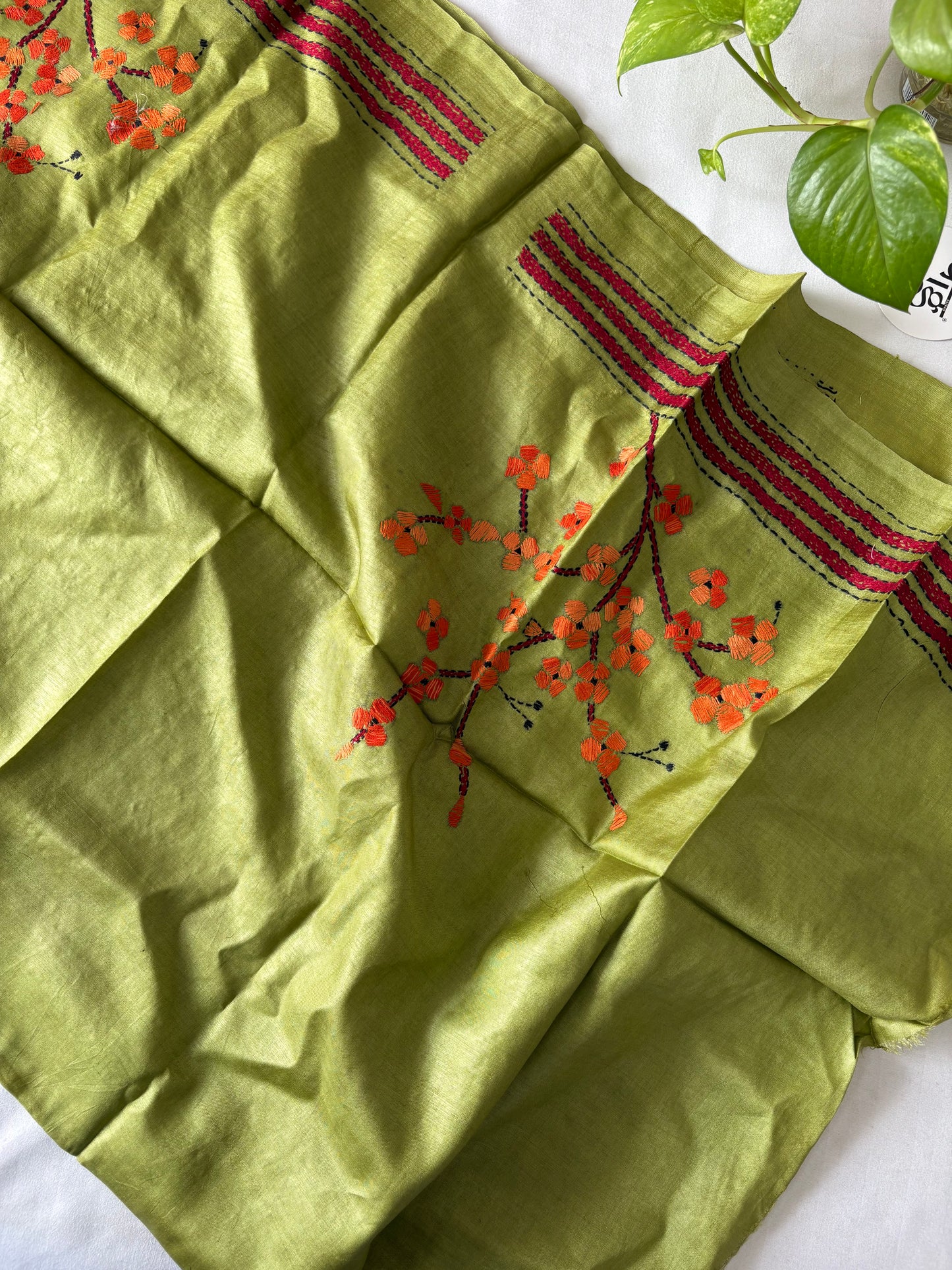 Kantha Stitch Pure Silk Blouse Piece