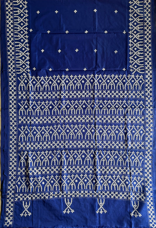 Gujrati Stitch/Kutch Hand Embroidered Art Silk Saree