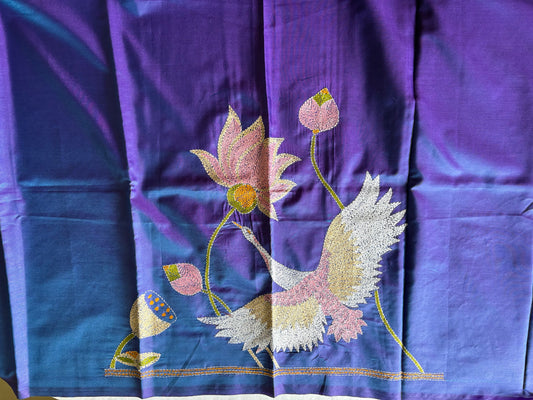 Kantha Stitch Art Silk Blouse Piece