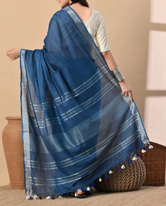 Cotton Linen Saree With running Blouse
