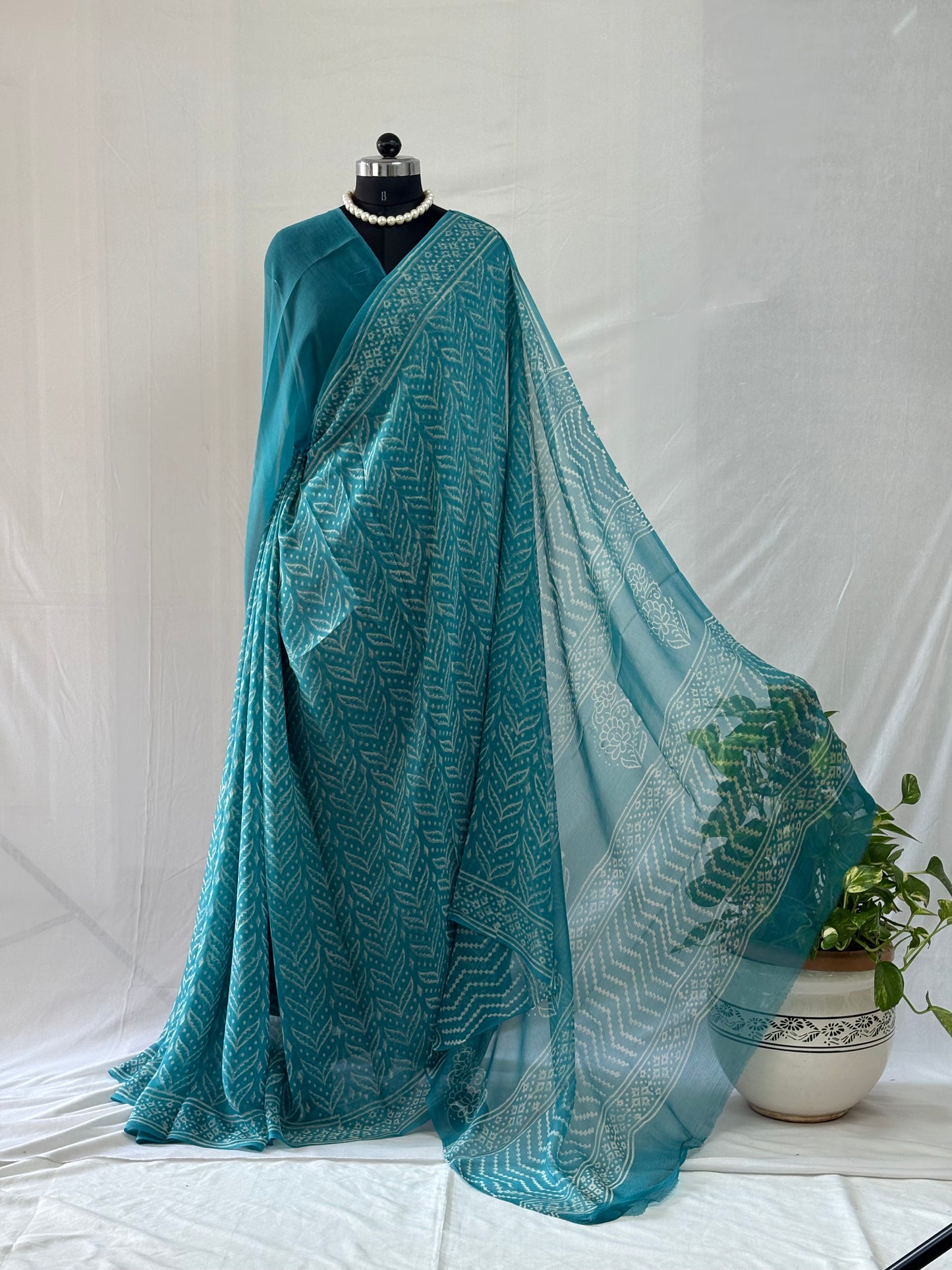 Hand Block Print Saree | Pure Chiffon