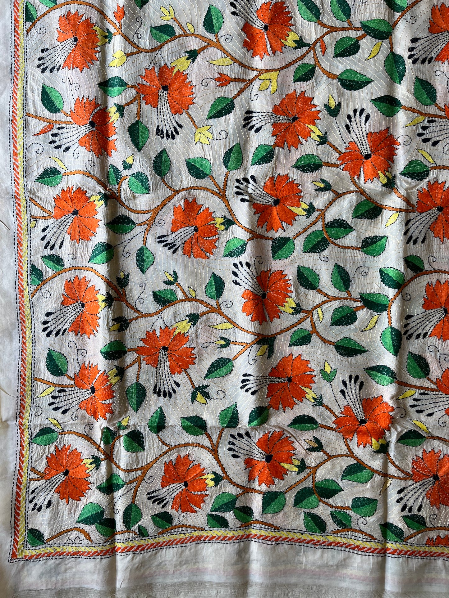 Nakshi Kantha Stitch Silk Dupatta