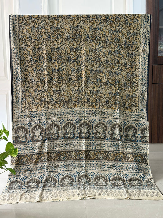 Kalamkari printed malmal cotton Saree with blouse