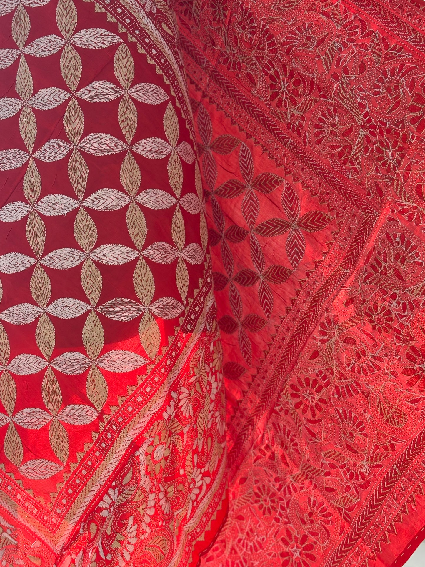 Kantha Stitch Hand Embroidary Full Work Pure Banglore Silk Dupatta
