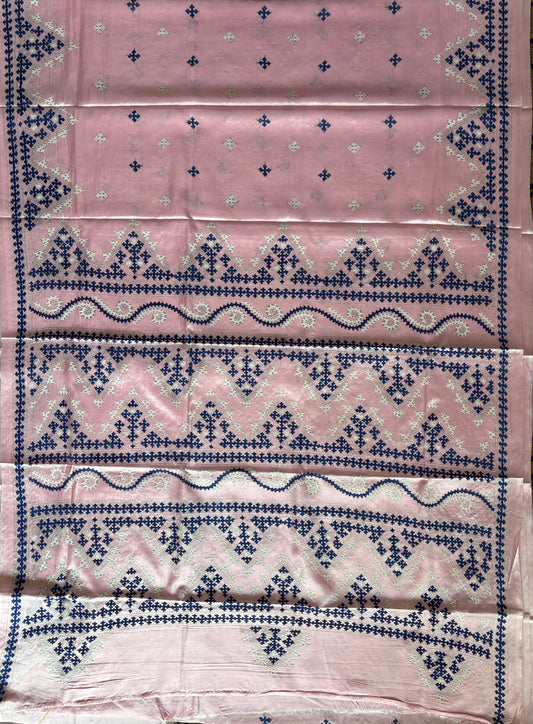 Gujrati Stitch/Kutch Hand Embroidered Art Silk Saree