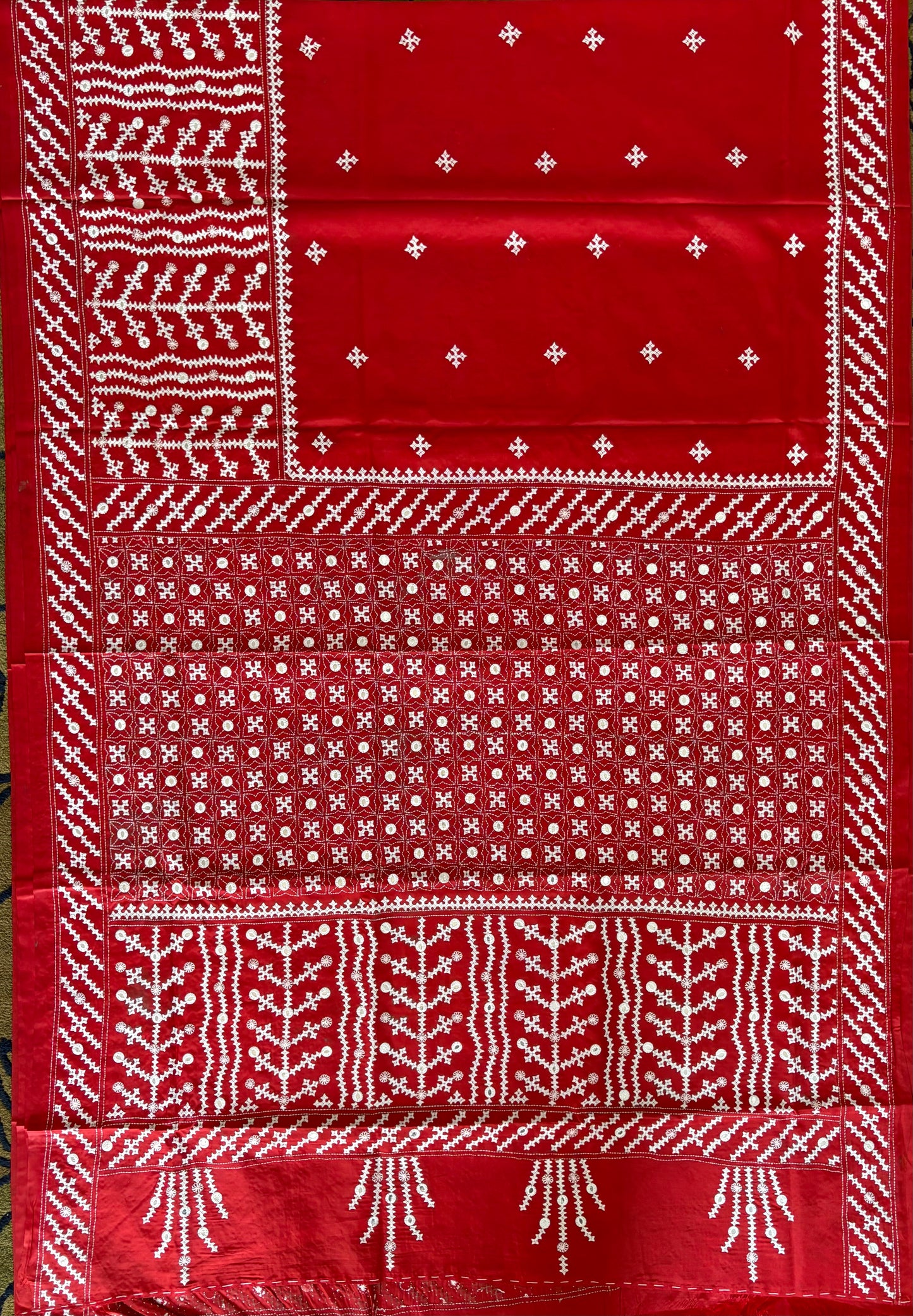 Kutchi/Gujarati Hand Embroidered Saree  | Blended Bangalore Silk / Art Silk