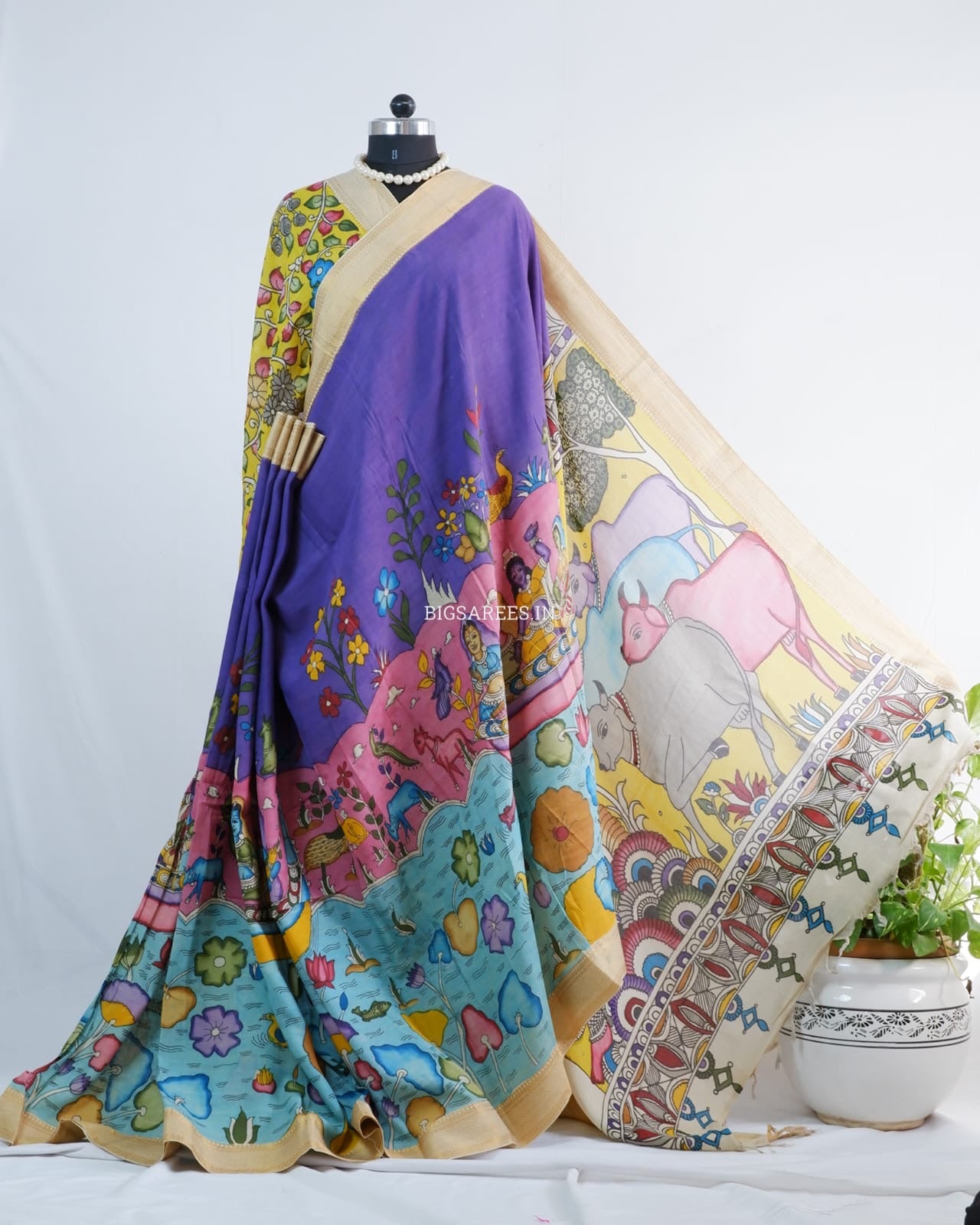 Hand-Painted Kalamkari Saree | Bangalore Silk