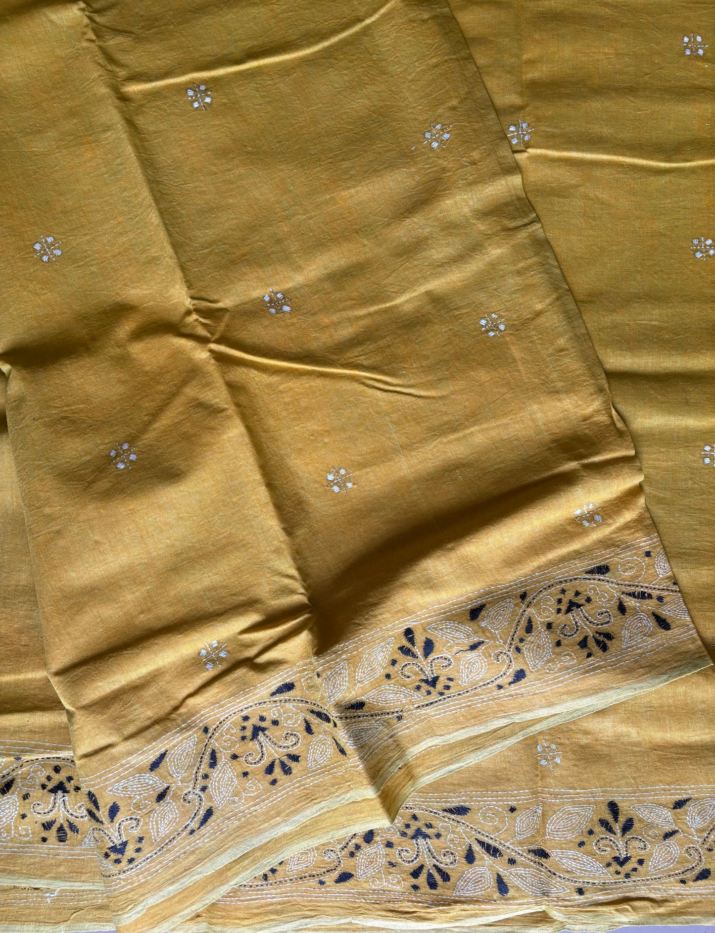 Kantha Hand Embroidered Pure Cotton Saree