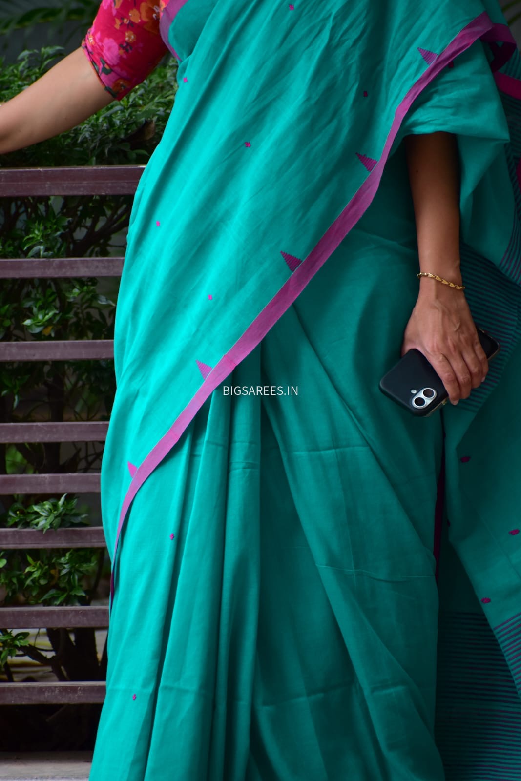 Hand woven Pure Cotton Saree (Handloom Marked) - Sea Green