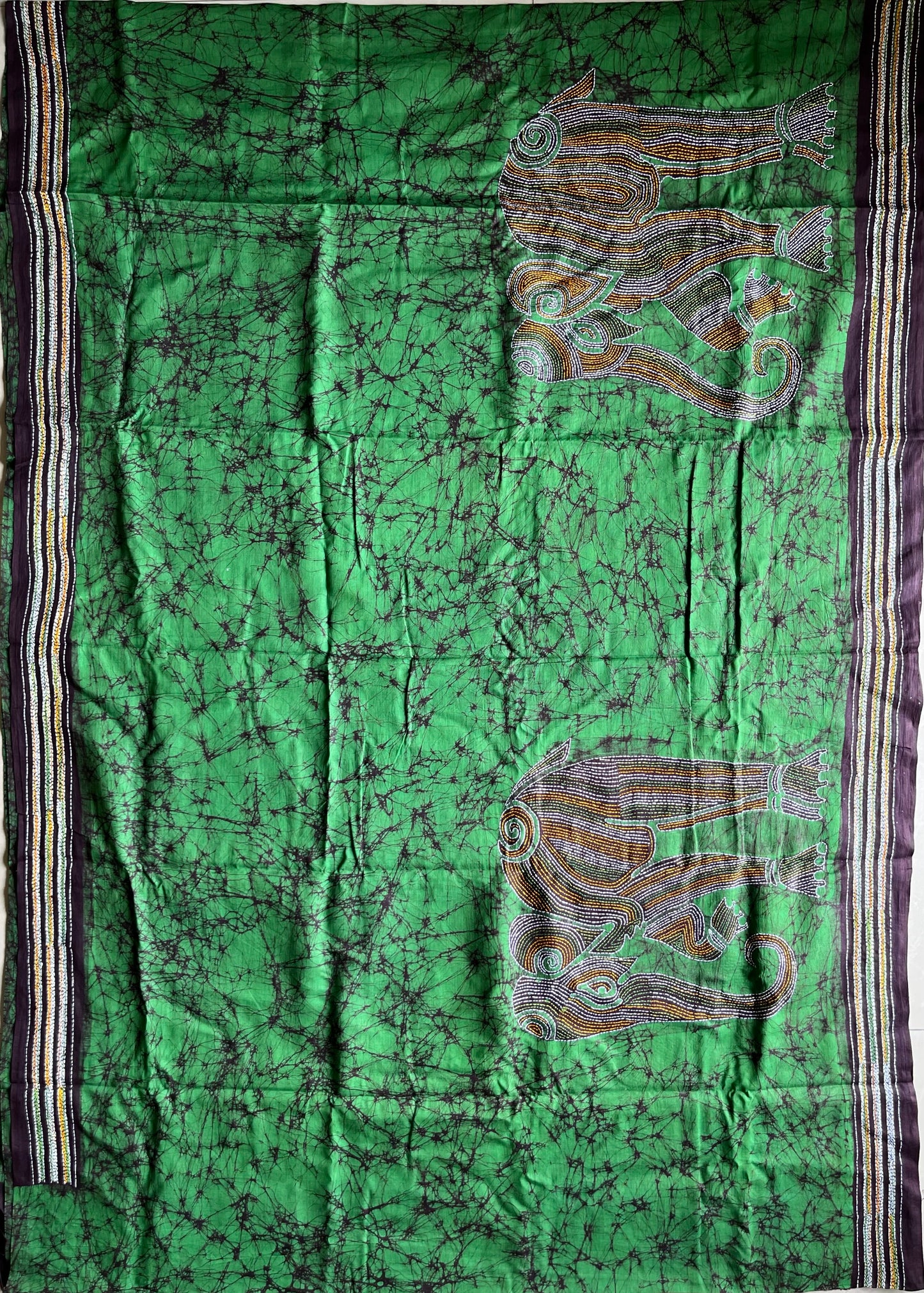 Kantha stitch Hand Batik Very Soft Cotton Traditional Saree