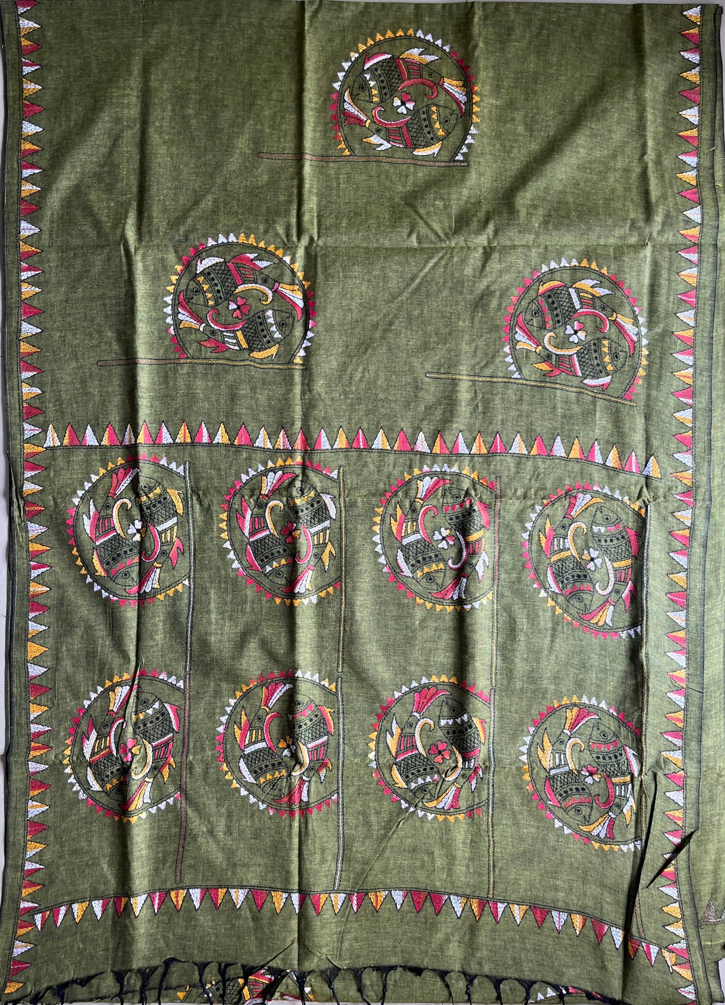 Kantha Hand Embroidered Pure Cotton Saree