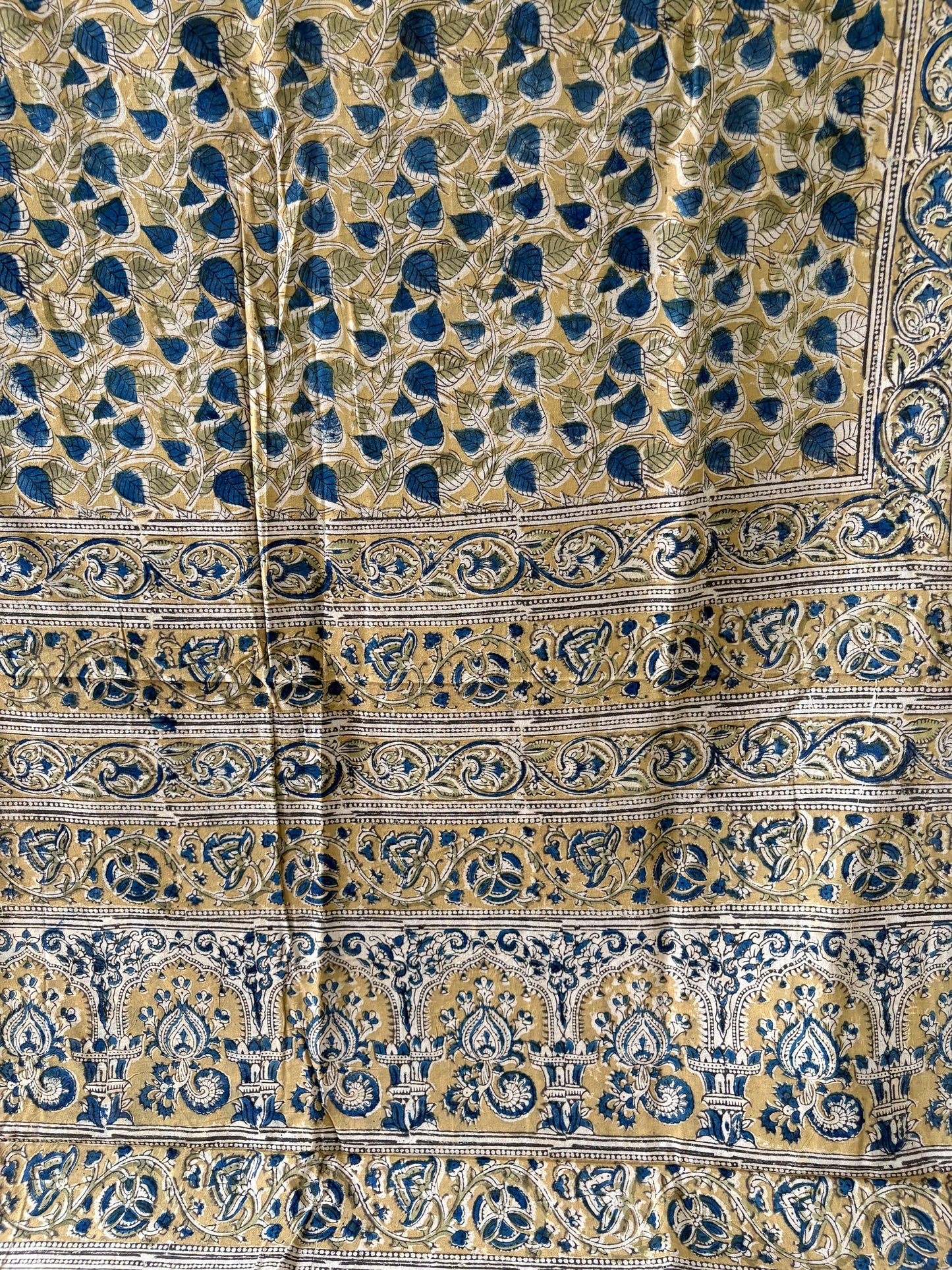 Kalamkari printed malmal cotton Saree with blouse