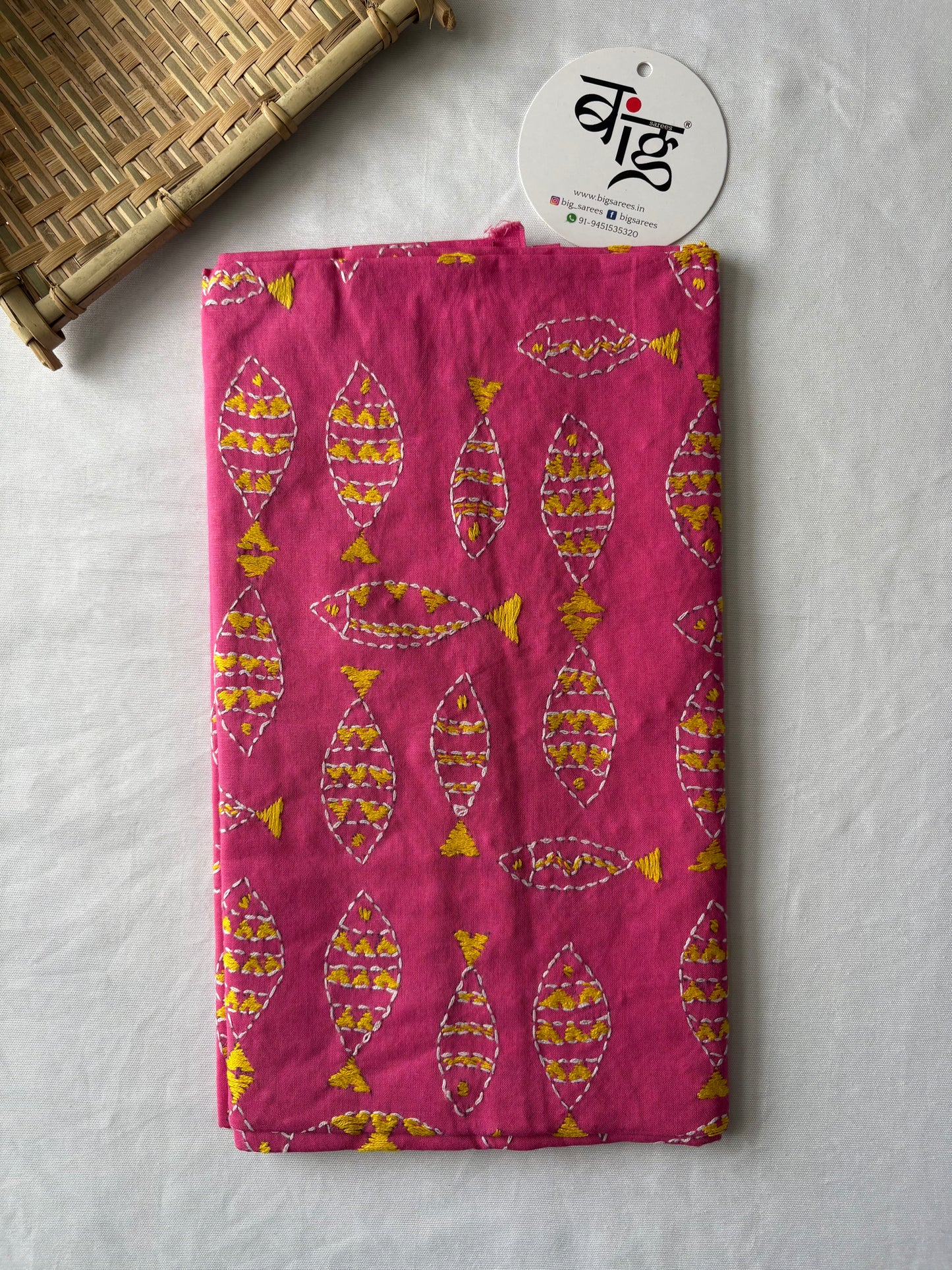 Kantha Stitch Full Embroidered Pure Cotton Blouse Piece