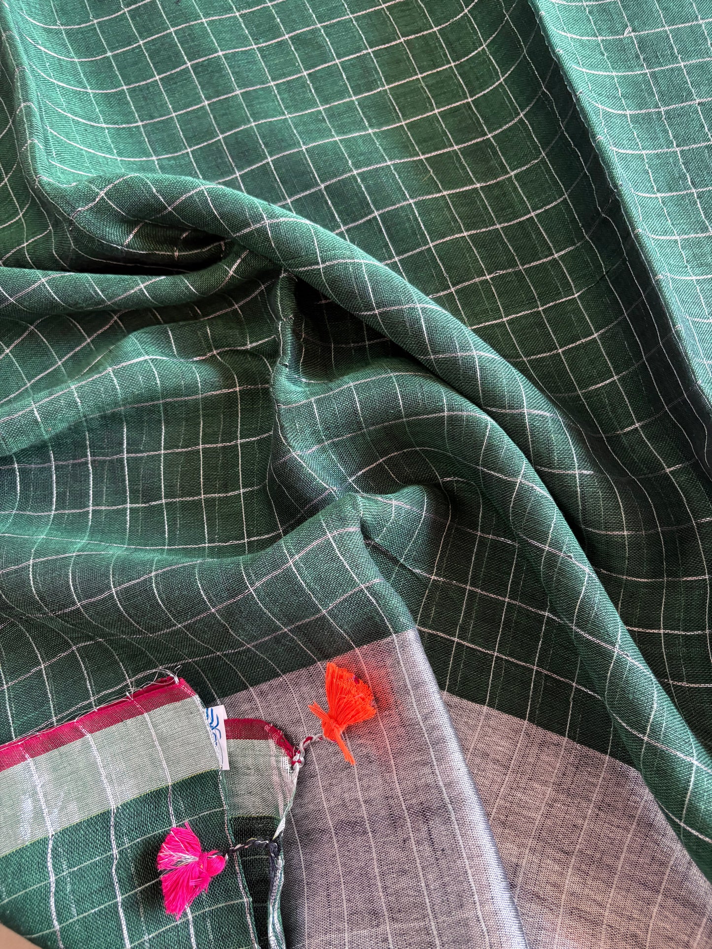 Pure Linen By Linen handloom Saree (handloom marked)