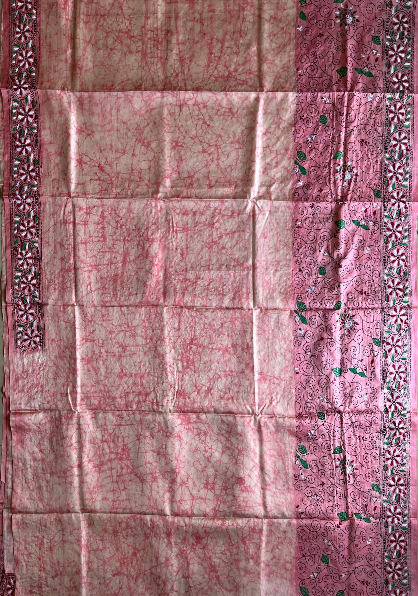 Kantha Stitch Hand Work Embroidered Art Silk Saree With Blouse