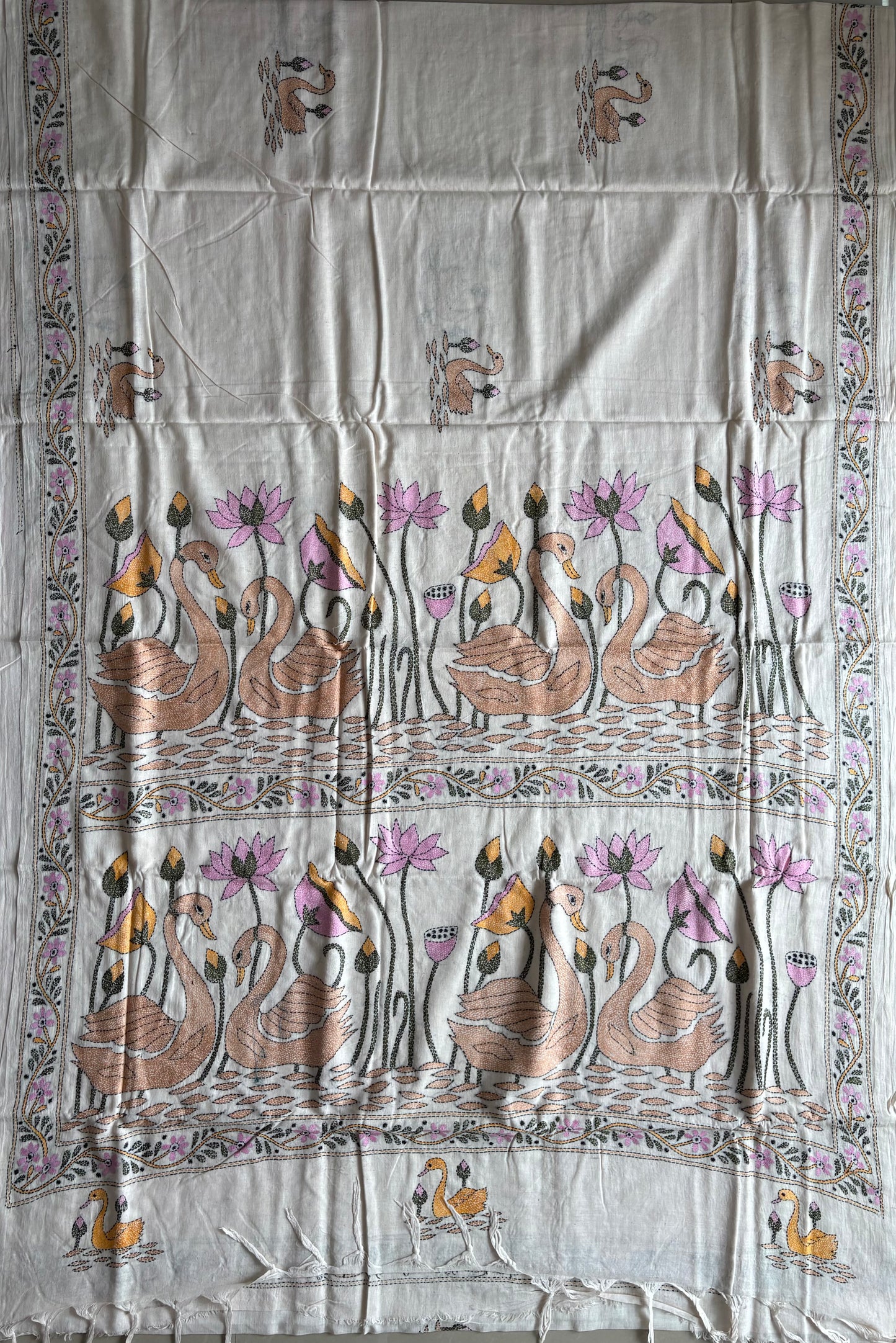 Kantha Hand Embroidered Pure Cotton Saree