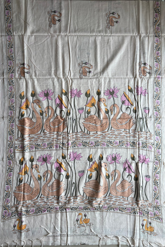 Kantha Hand Embroidered Pure Cotton Saree