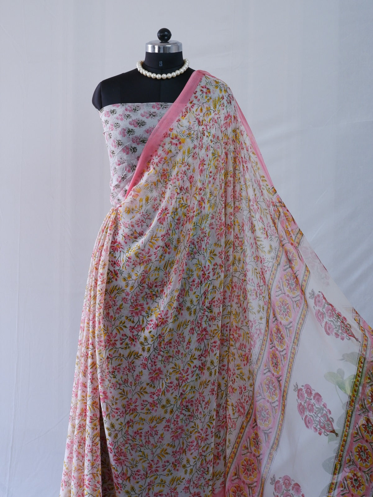 Hand Block Print Saree | Pure Chiffon
