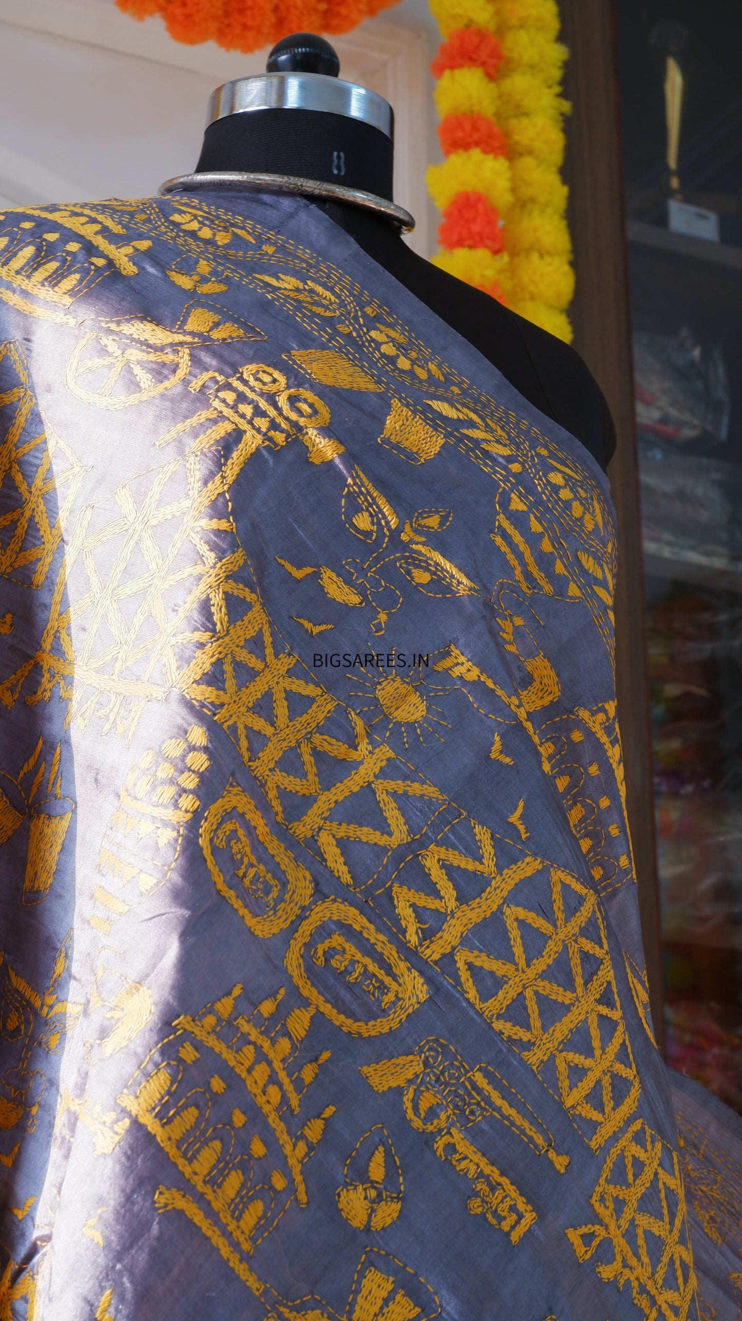 Kantha Hand Embroidary Full Work Pure Tassar Silk Dupatta36”