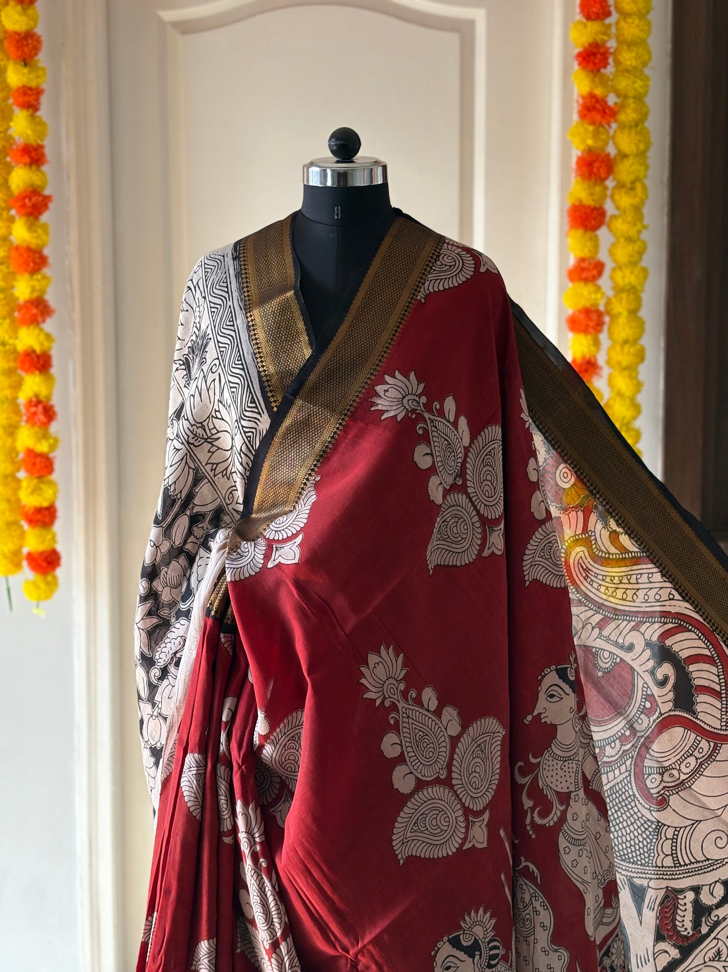 Printed Kalamkari Silk Saree with blouse