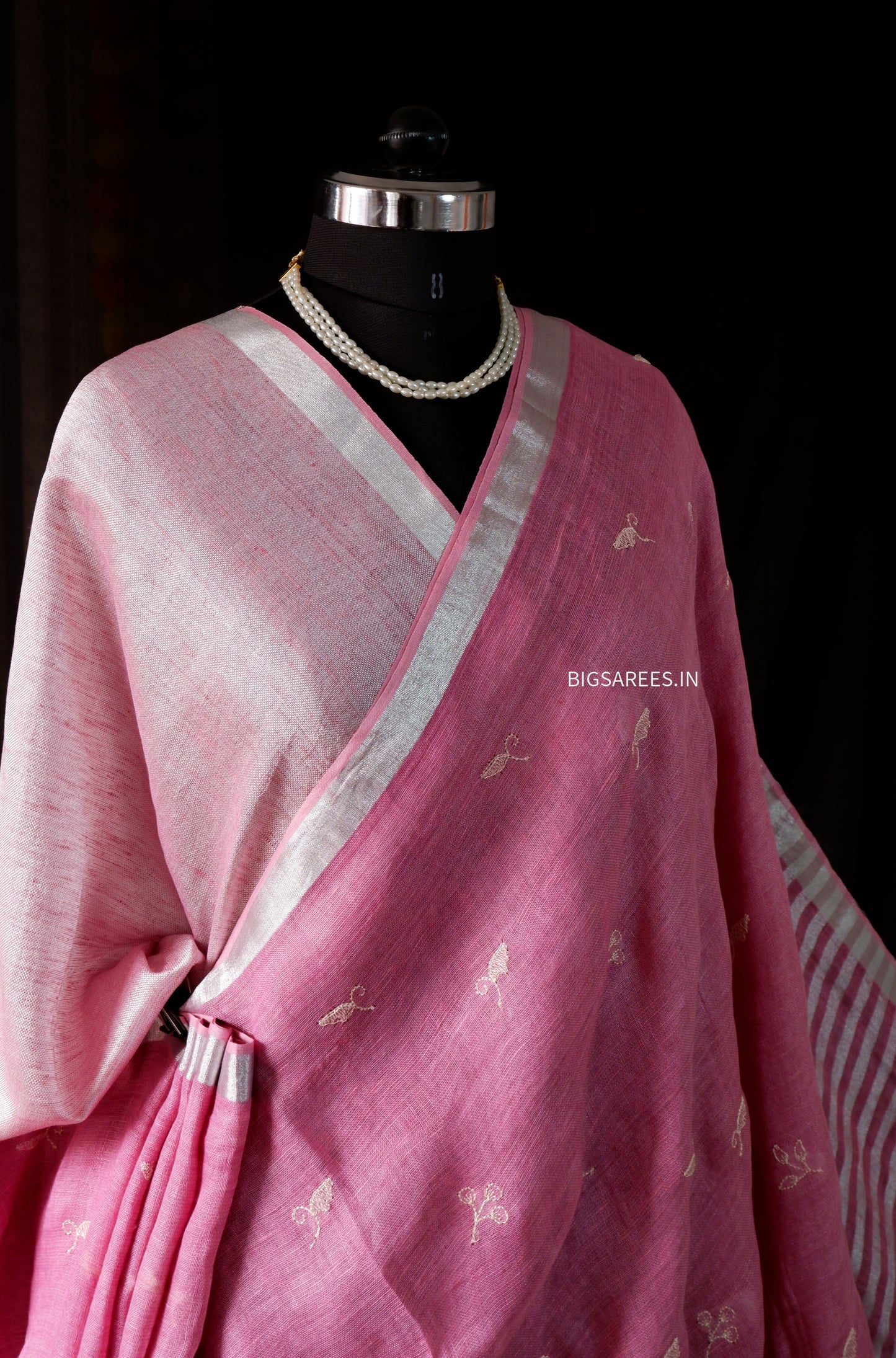 Pure Linen Saree With running Blouse