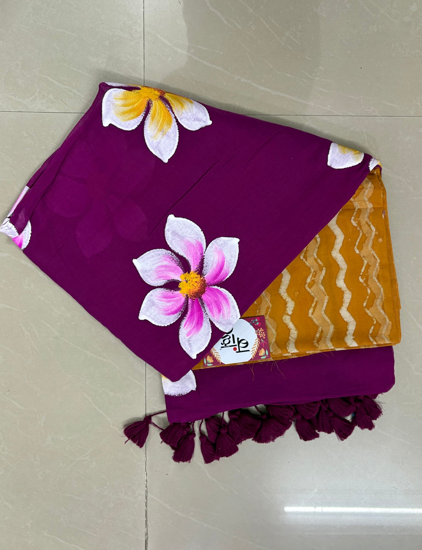 Hand Painted Mul Cotton Saree with Blouse