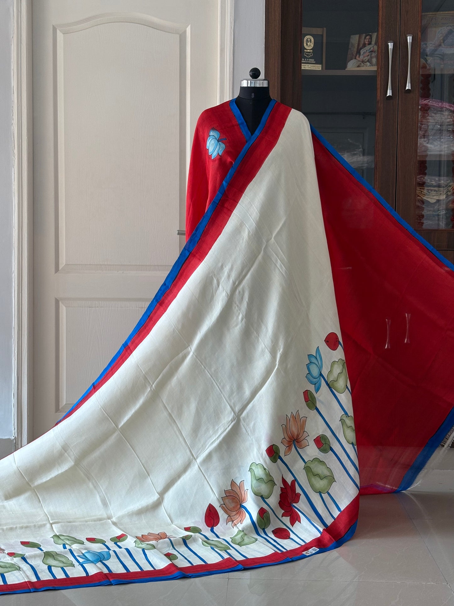 Exclusive Hand painted Pure Bishnupuri Silk Saree (Silk Marked)