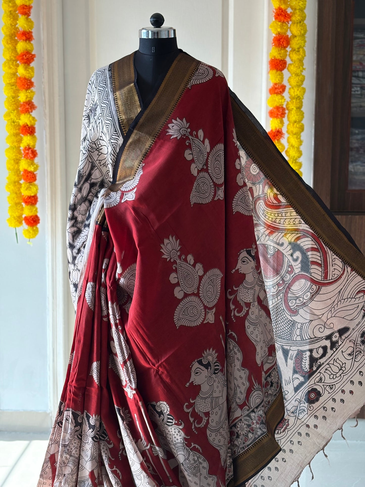 Printed Kalamkari Silk Saree with blouse