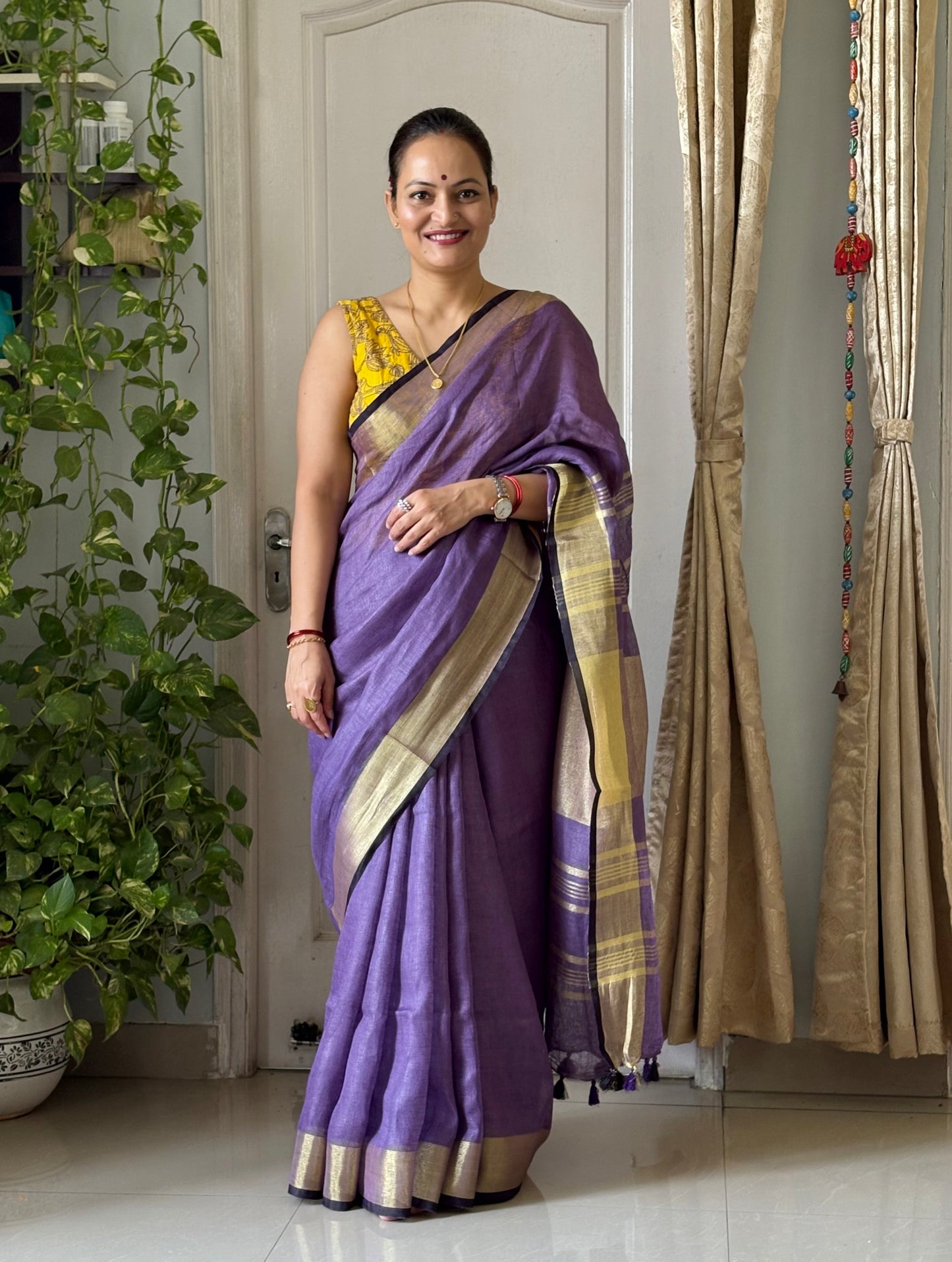 Pure Linen By Linen Saree With running Blouse