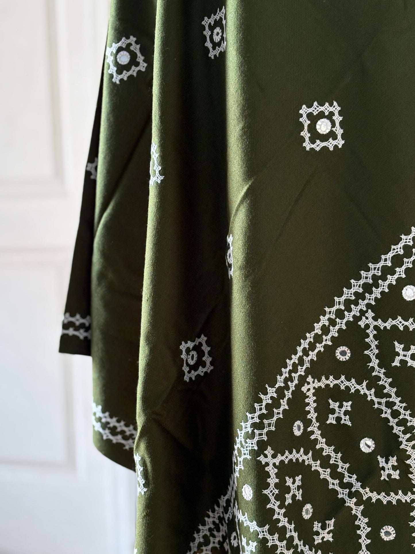 Gujrati Stitch Hand Embroidered Woollen Warm Shawl